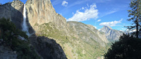 Two thirds of the way up there was a great view of Upper Yosemite Falls, with Half Dome in the background.